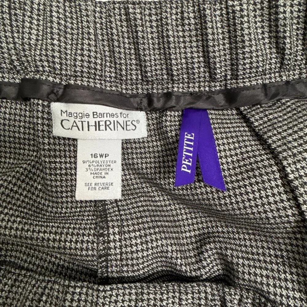 Maggie Barnes For Catherine’s Micro Houndstooth‎ Pants Size 16W Petite Women's